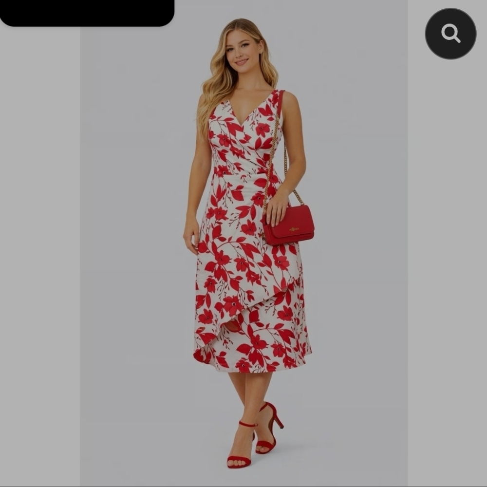 Banana Republic Red and White Floral Midi Dress